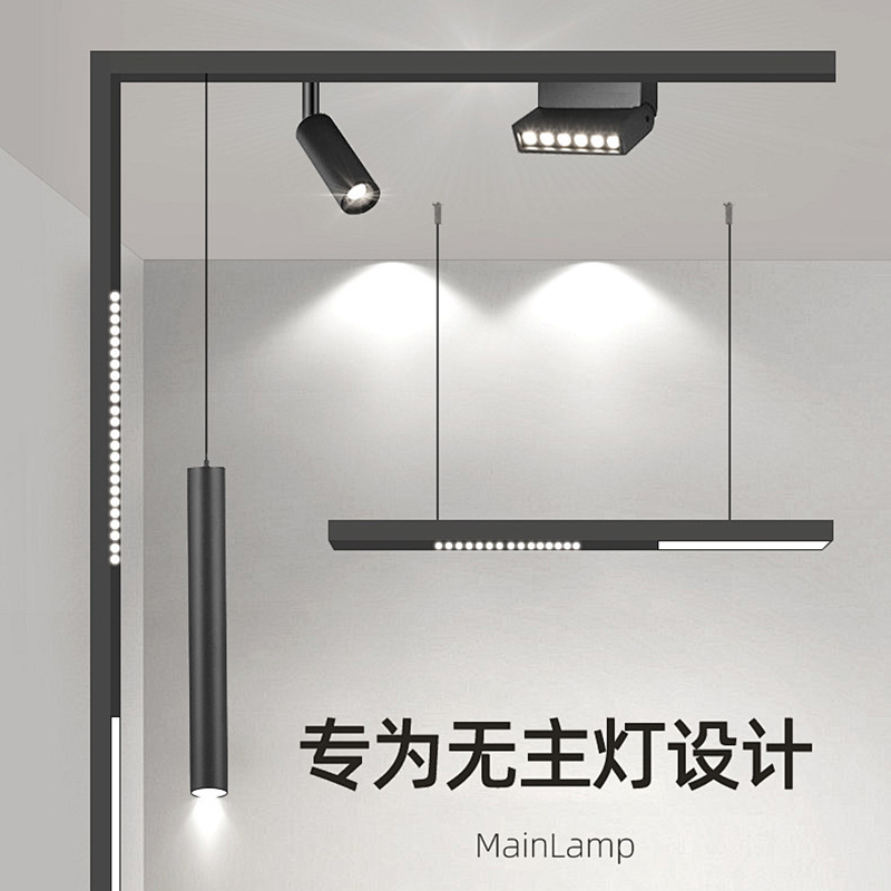 LED Main Lamp Intelligent Home Embedded Dark-mounted Light-mounted Living Room Lighting Embedded Black 48V Magnetic Track Lamp