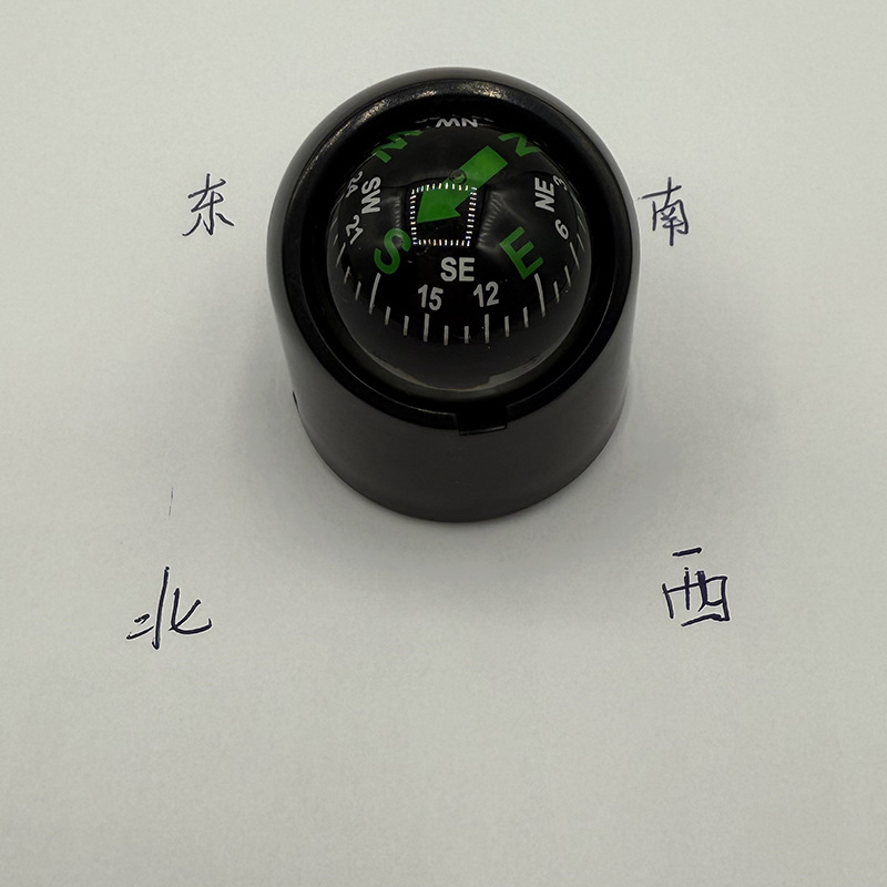 Jinghui Thumb Mini Car Compass 287-1 Abs Plastic Black Car Compass with Chinese and English Labels