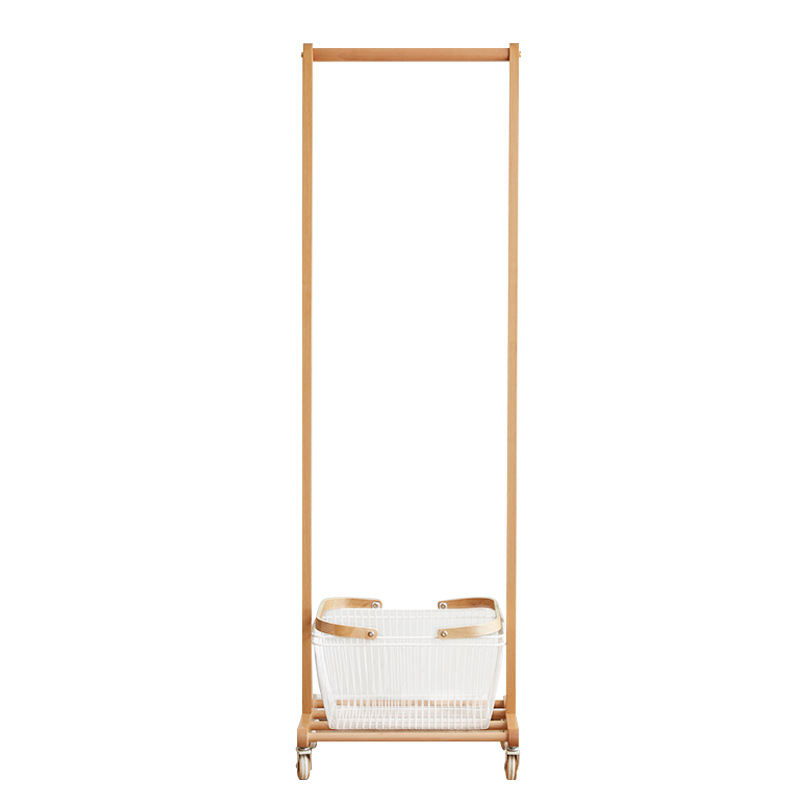 Solid Wood Coat Rack Floor Household Bedroom Hanger Indoor Room Simple Removable Dirty Clothes Basket Drying Rack