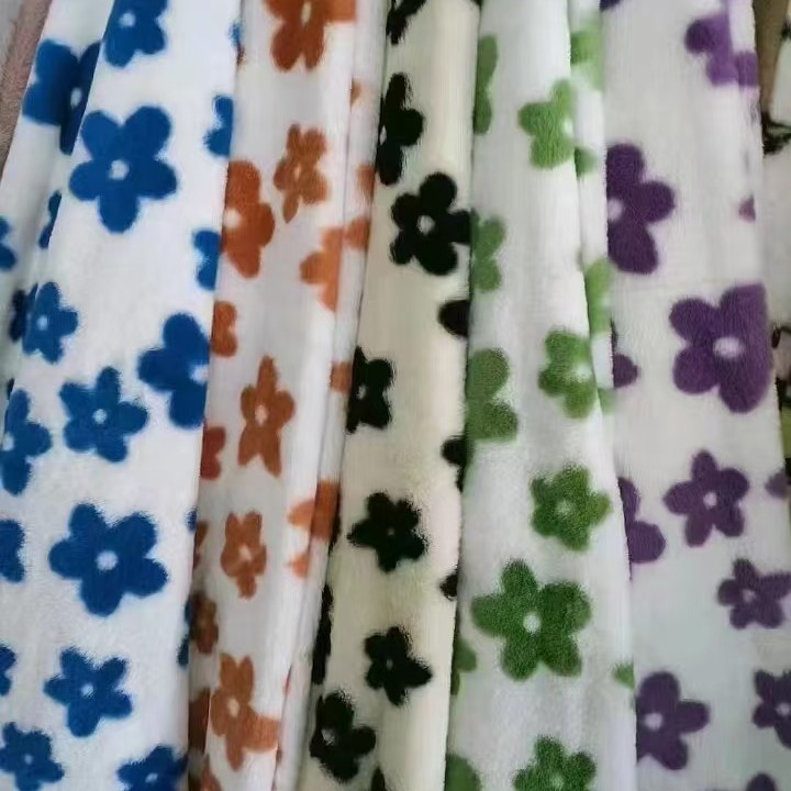 in stock small rabbit fur plum flower rabbit velvet printed plush children's clothing coat shoes and hats toy fabric