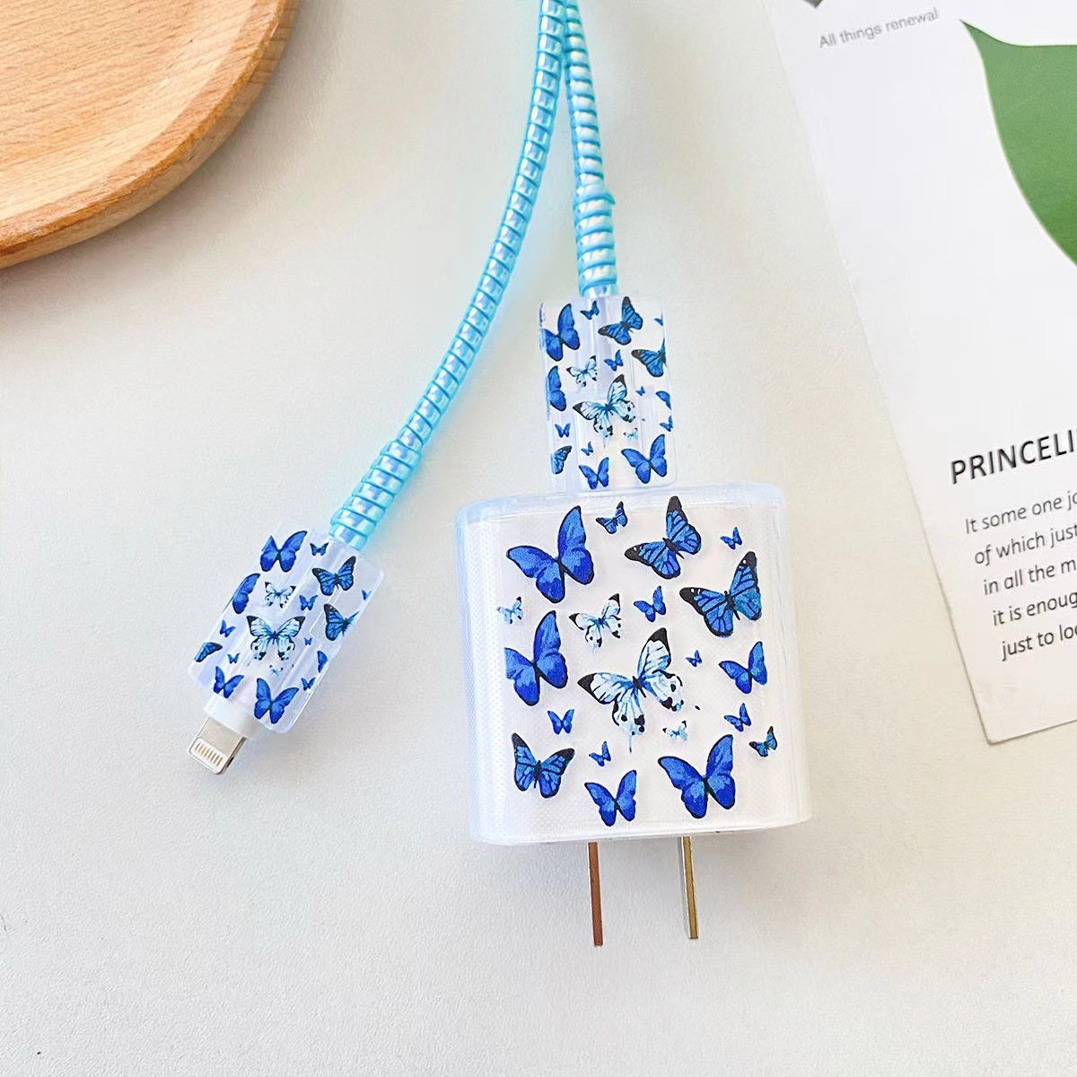 Cartoon Butterfly Applicable Charging Head Cover Apple 16 Charger Protective Cover Charging Cable 20w Data Cable Break Prevention