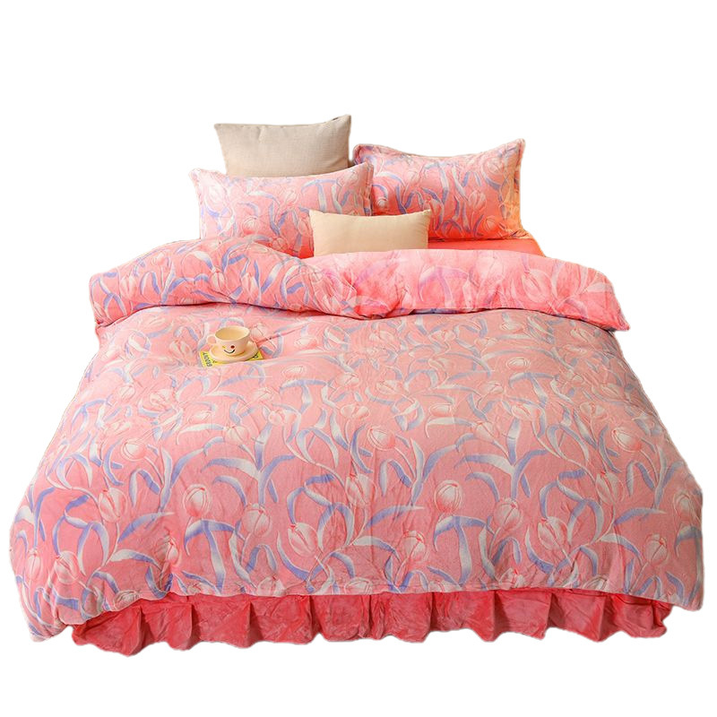 Plush quilt cover one-piece Winter thickened warm fleece-lined anti-static single student dormitory double milk velvet quilt cover