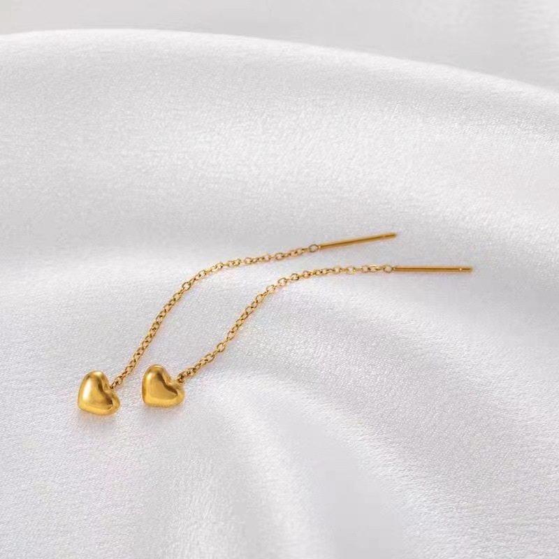 Gold 18K Ear Wire Women's Heart Ear Wire Au750 Small Fresh Earrings Elegant Simple Girlfriend's Day Gift