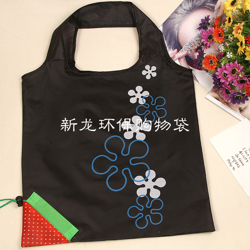 Customized Gift Advertising Strawberry Bag Supermarket Foldableable Polyester Satchel Environmentally Friendly Strawberry Shopping Bag with Printable Logo