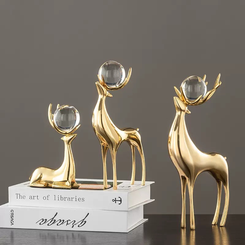 Европейский металлический медный олень, предметы интерьера, доступная роскошь, современный отель, клубный дом, винный шкаф, декор для гостиной и входа