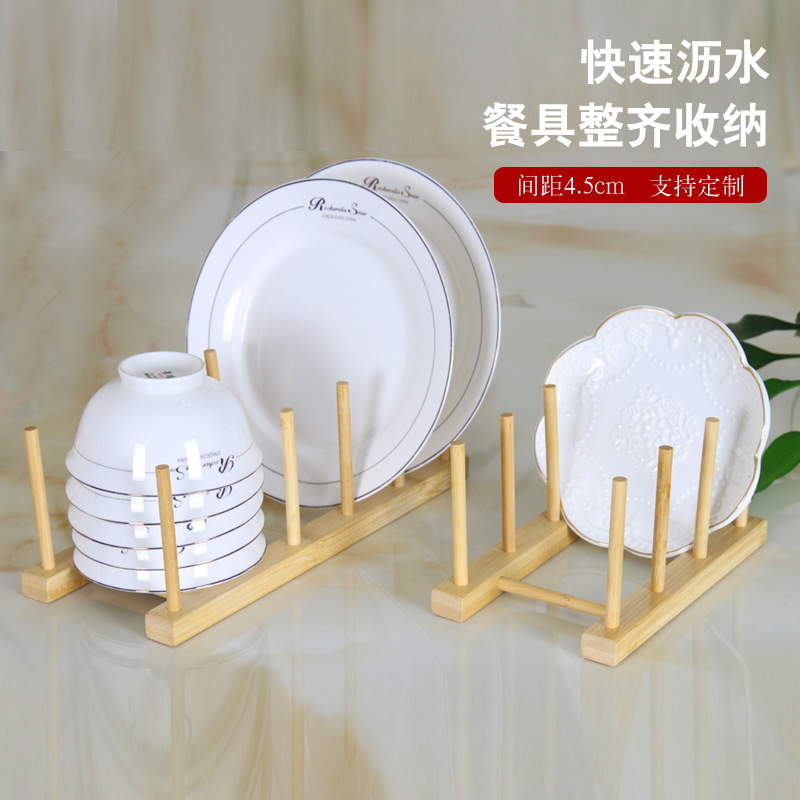 Bamboo Kitchen Utensils Drain Rack Wine Tea Cup Bookshelf Bamboo Dishware Storage Rack Manufacturer Spot Wholesale