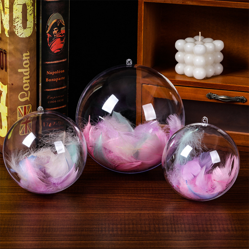 Cross-border hot-selling plastic ball Christmas ball acrylic hollow ball holiday decorative ball ps hanging ball ornaments transparent ball