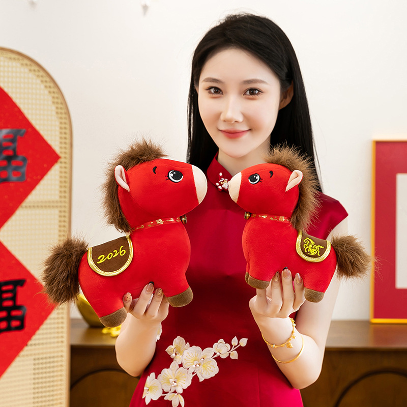 Year of the Horse Mascot Pony Stuffed Doll Fabric Chinese Style Doll Toy Ornament Wholesale Zodiac Horse Rag Doll