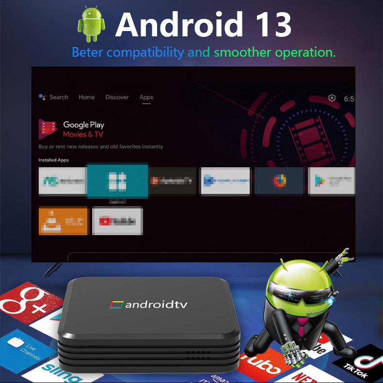 Androidtv Box Cross-Border Hd Network Set-Top Box 5g Wifi Tv Set-Top Box Network Player