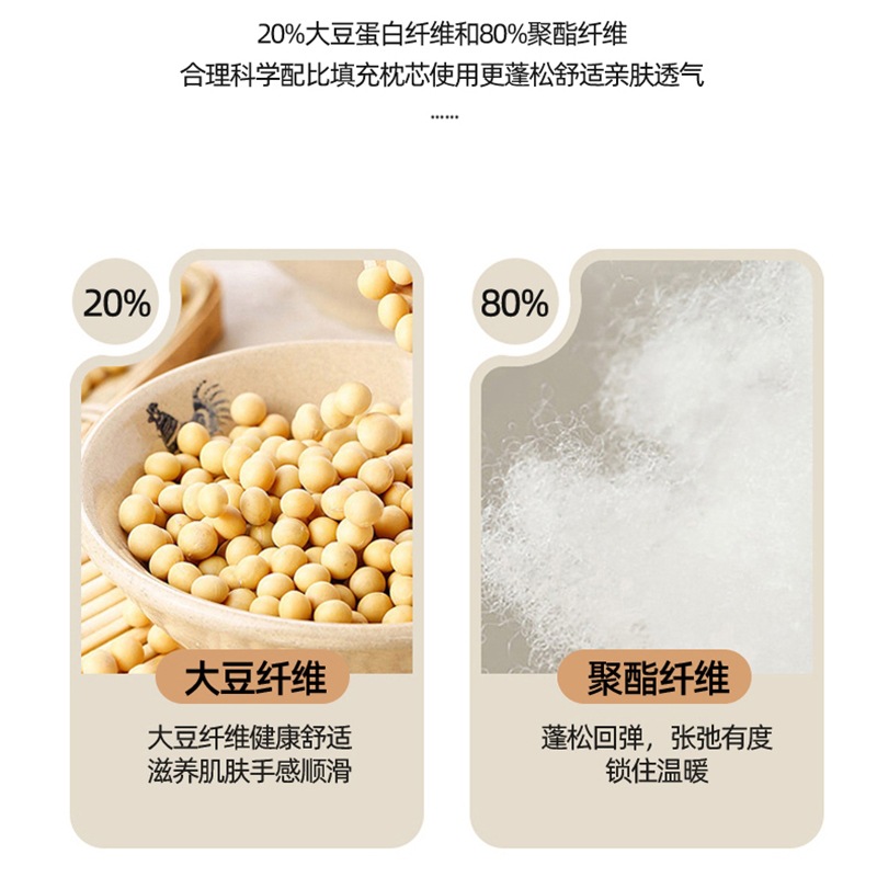 Soy Fiber Pillow, Cervical Spine Protection, Sleep Aid, Adult Pillow Core, a Pair of Student Dormitories, Special Home Use for Men