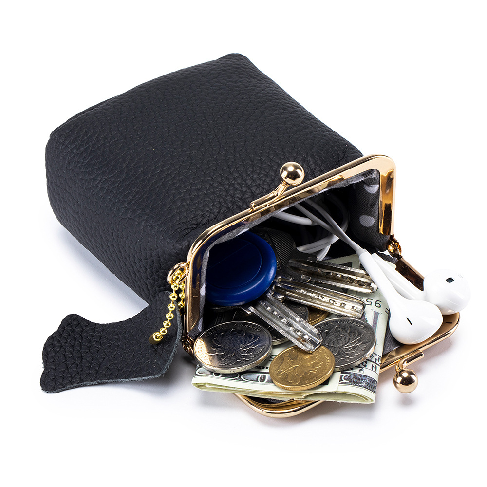 Genuine Leather Mini Red Envelope Litchi Pattern Lipstick Box Instagram Style Multifunctional Women's Convenient Storage Bag Change Coin Bag