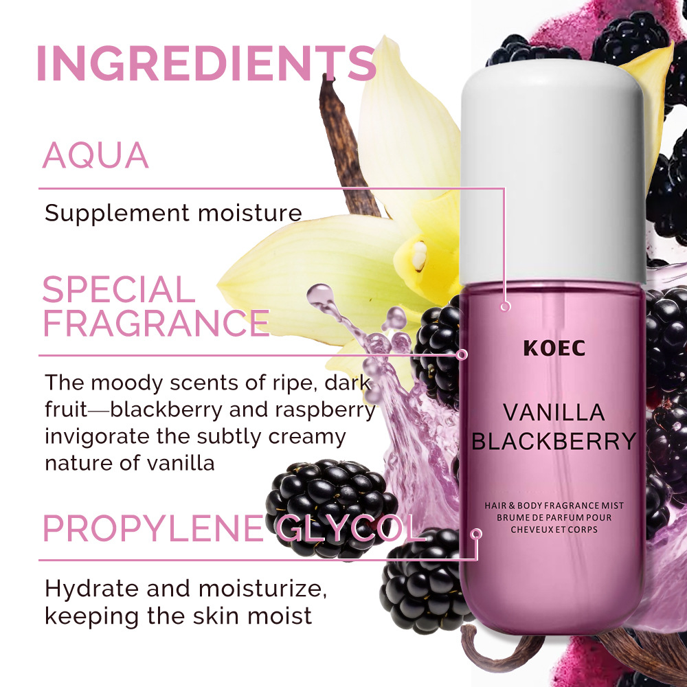 Koec Blackberry Vanilla Hair Body Spray Women's Special Perfume Long-Lasting Fragrance Cross-Border Hot Style Fda Wholesale