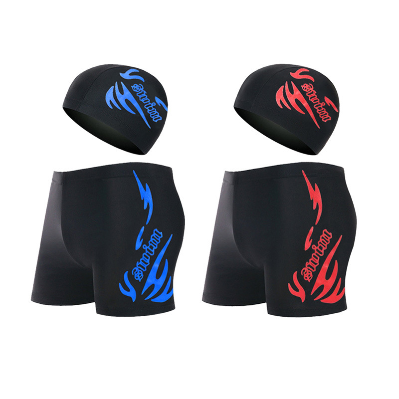 Men's Swim Trunks and Swim Caps, Large Size, Tight-Fitting Men's Swimwear, Trendy Brand, In-Stock, Direct from Manufacturer