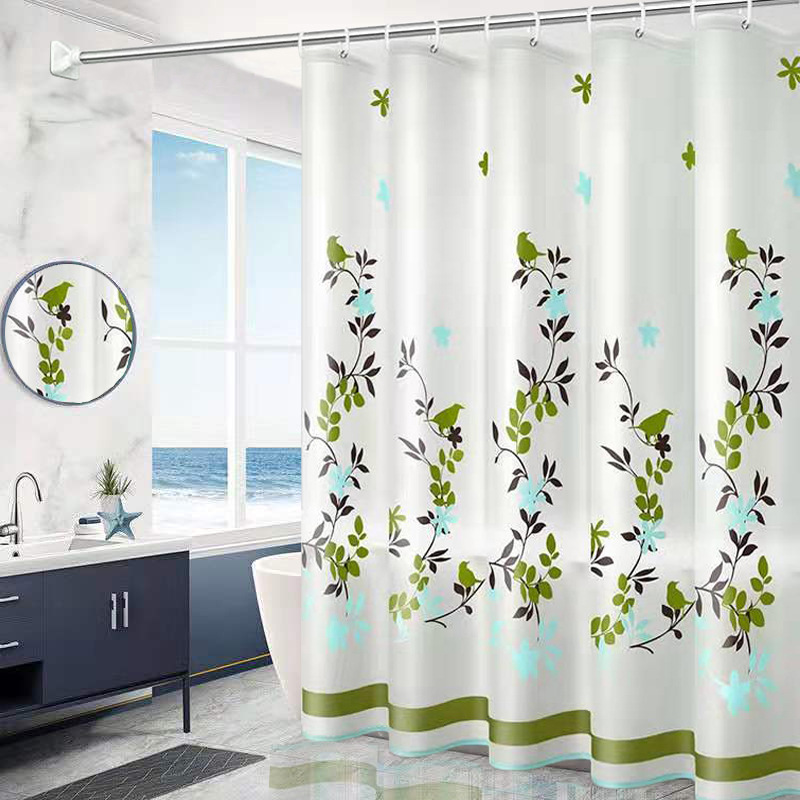 Bathroom Peva Shower Curtain Waterproof and Mildew-Proof Curtain Shower Curtain Rod Set Punch-Free Bathroom Partition Curtain Export Hot Model