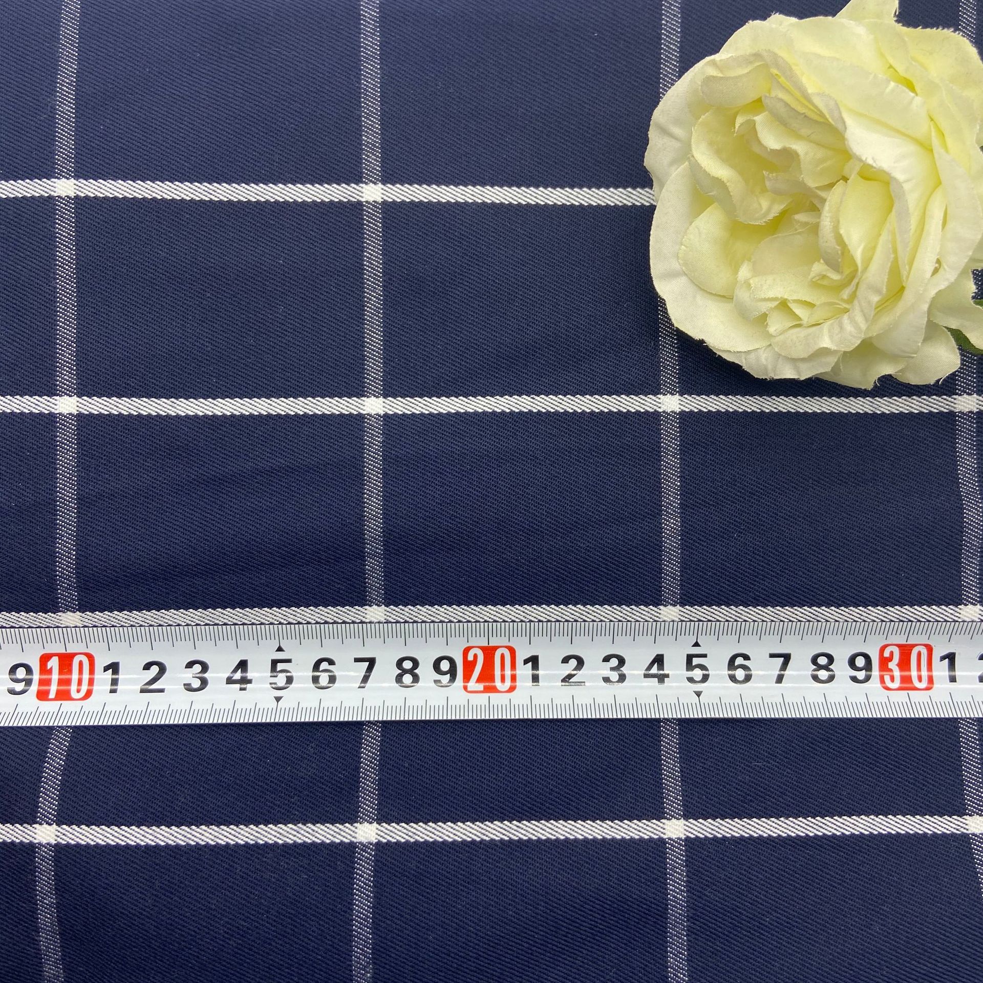 Tr Draped Thick Yarn-Dyed Suit 265g Blue and White Plaid Suit Woven Fabric Business Skirt