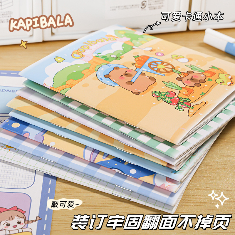 Christmas Cartoon A7 Capybara Pocket Notebook Student Encouragement Prize Mini Lined Notebook Portable Small Notebook 16