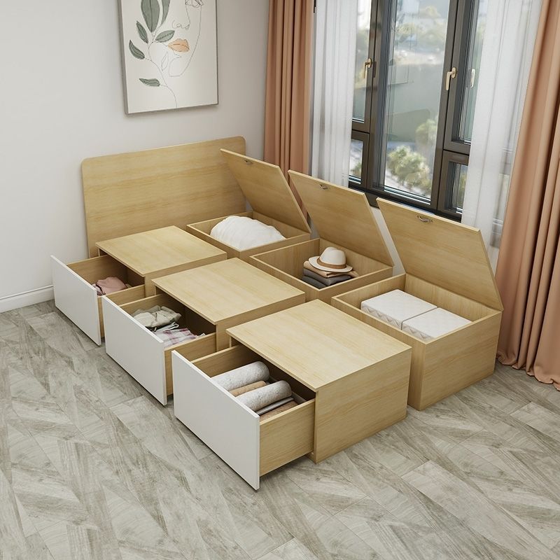 Hong Kong Small Household Multifunctional Japanese Tatami Bed Box Storage Magic Cube Combination Bed Storage Bed Single Bed Solid Wood