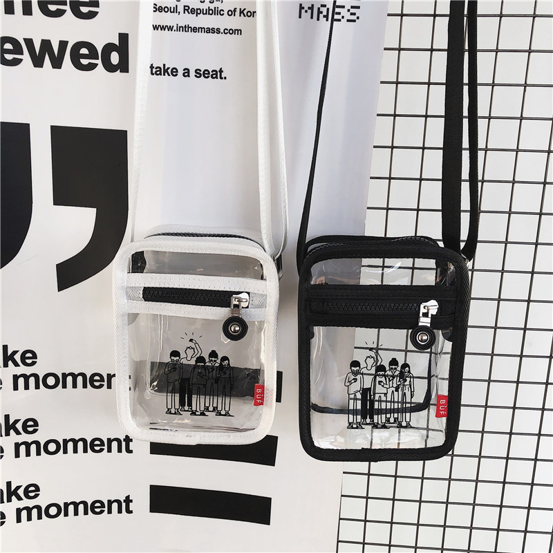 Ins Japanese Style Harajuku Vintage Style Bear Girl Crossbody Bag Korean Retro Chic Cute Soft Girl Transparent Small Bag