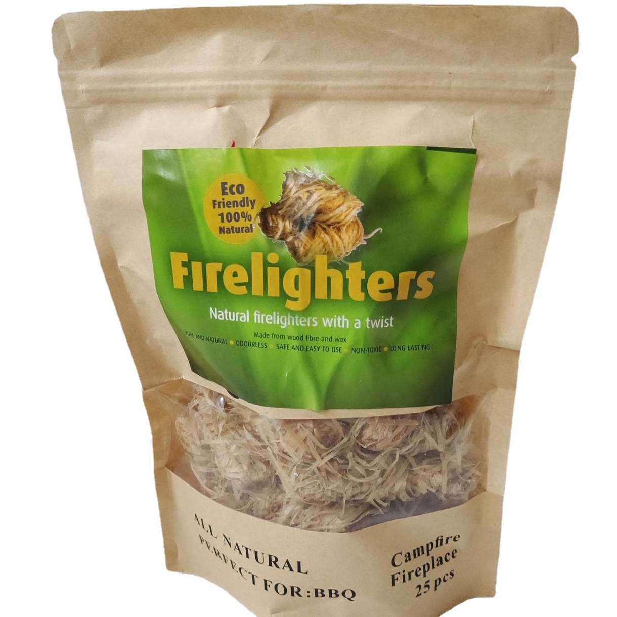 Manufacturer Wholesale Supply of Carbon Factory Barbecue Charcoal Ignition Block Wax Wood Stick Ignition Roll Flammable Wood Filament Roll 25 Pieces/Bag