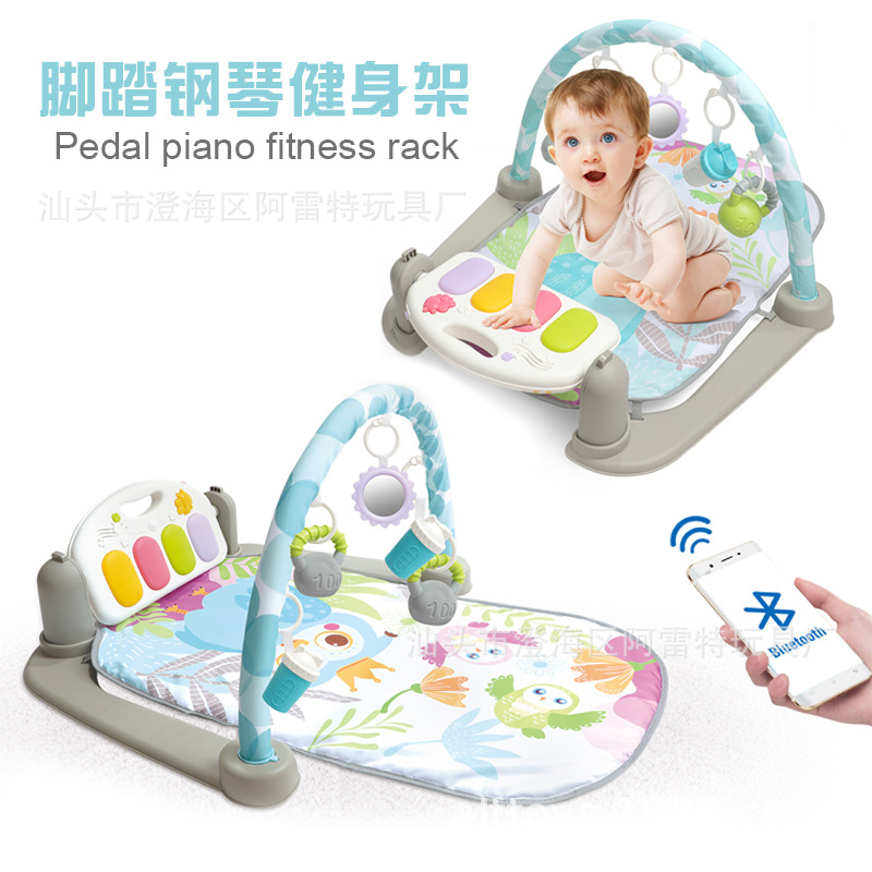 Пианино с педалями для младенцев, фитнес-стойка 0-36 месяцев, игрушка для раннего обучения, музыкальный светящийся мат для ползания с Bluetooth