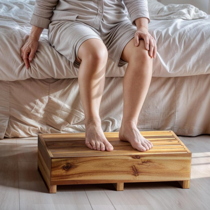 Деревянная мобильная ступенька для кухни из акации