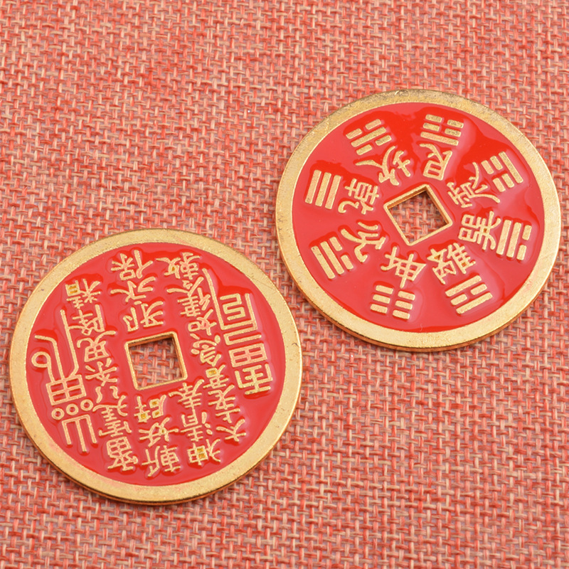 Antique Money Retro Alloy Crafts Cinnabar Red Antique Coin Mountain Ghost Spending Money Hanging Chinese Gossip Money Pendant