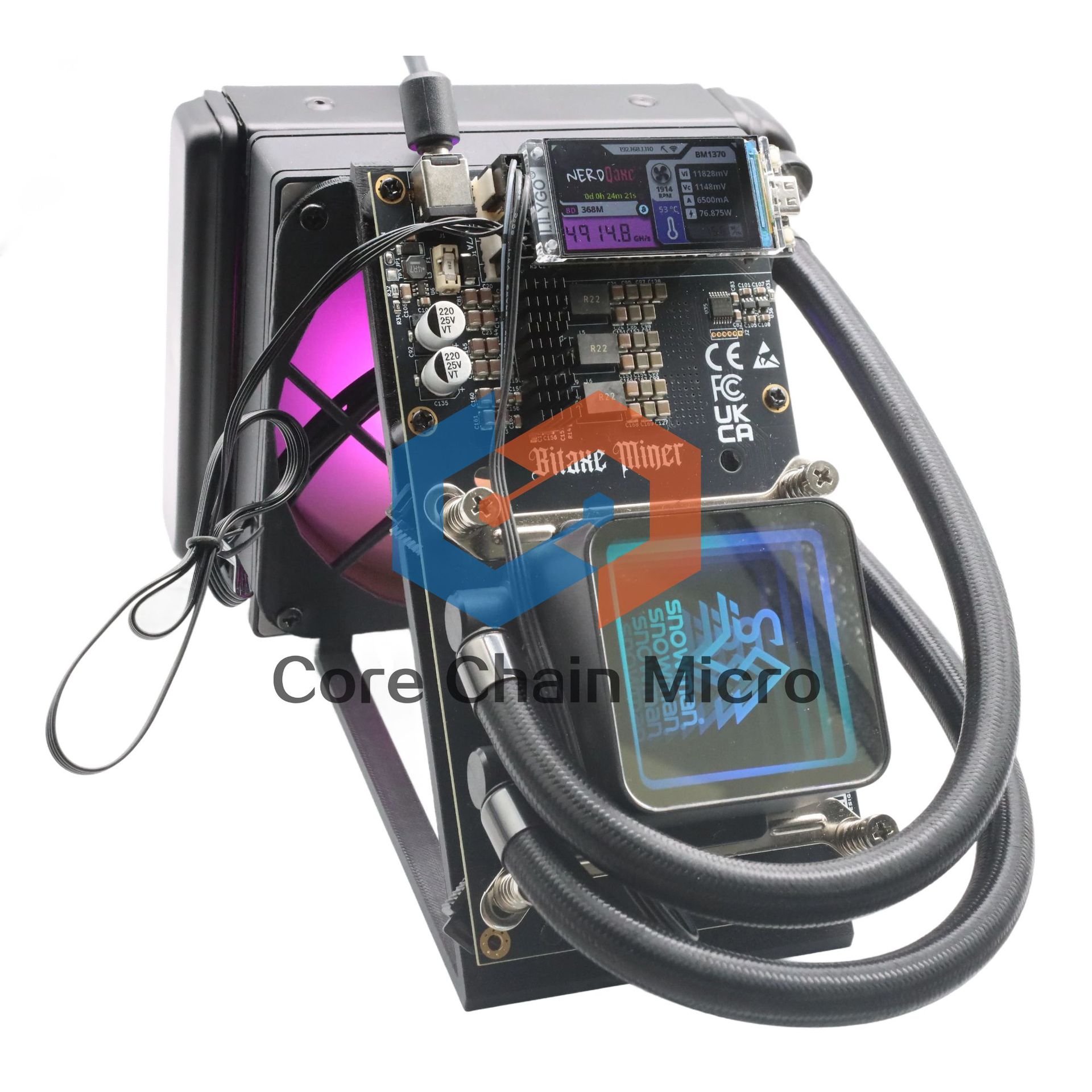 Nerdqaxe++ Hydro 4.8t Hash 4Xbm1370 Asic Chip Silent Btc Bch Lottery Machine