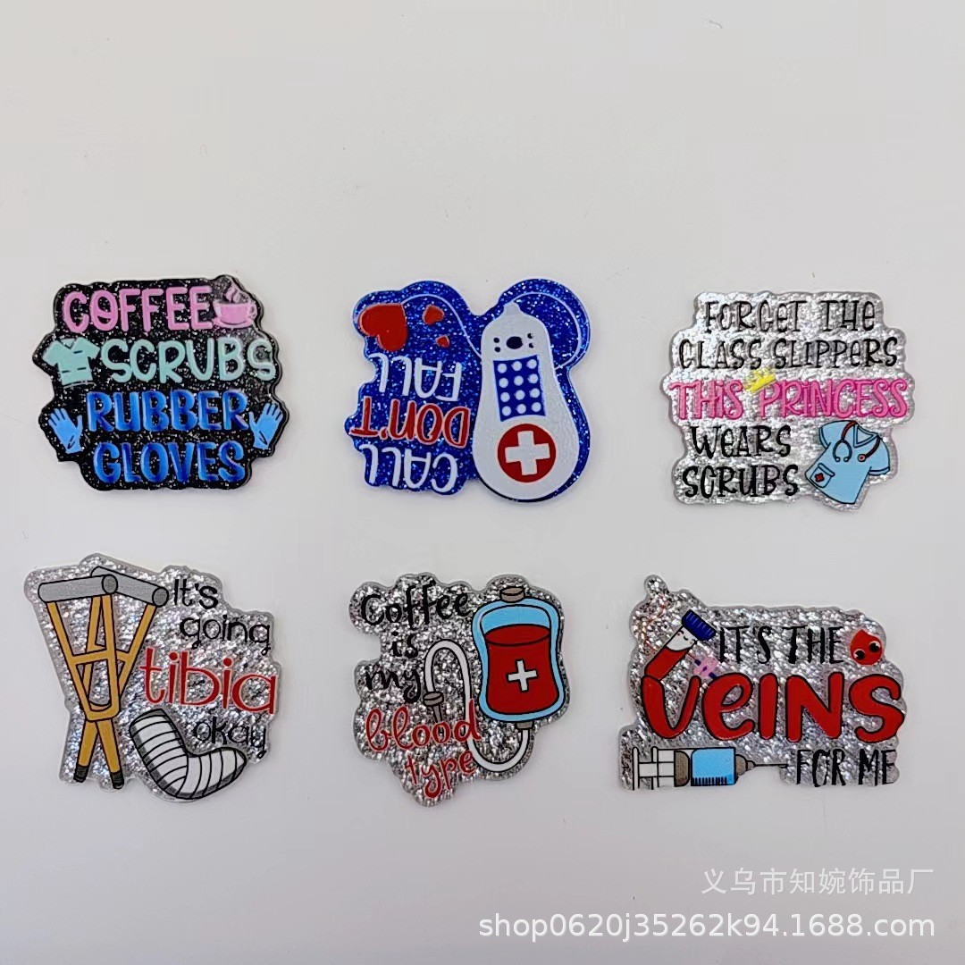2024 New loose powder cross-border cartoon medical organ love drink acrylic DIY patch bag jewelry