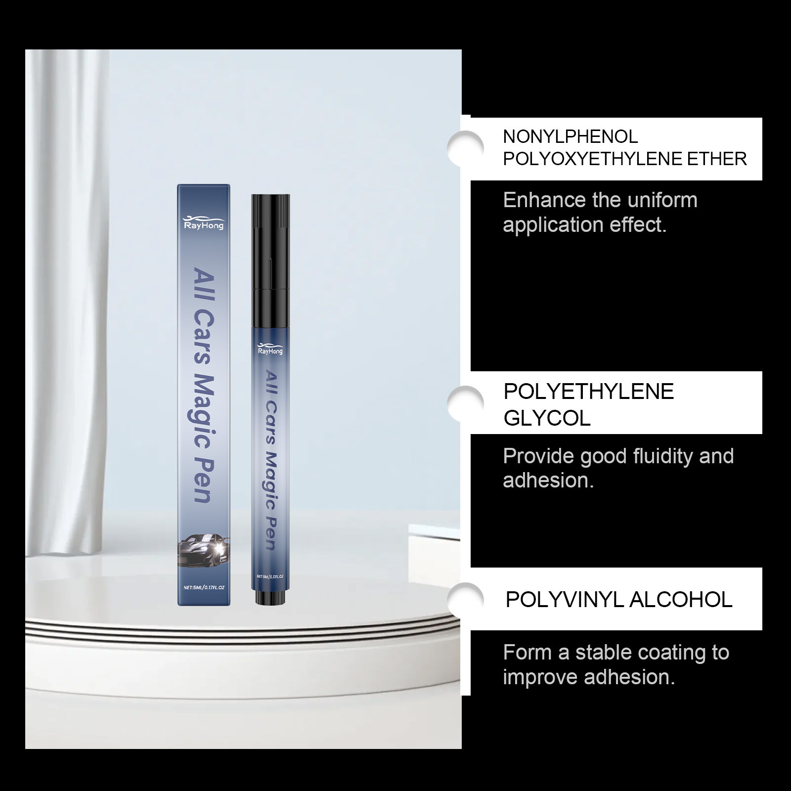 Rayhong Car Scratch Care Pen Car Paint Scratch Repair Renovation Polishing Color Touch up