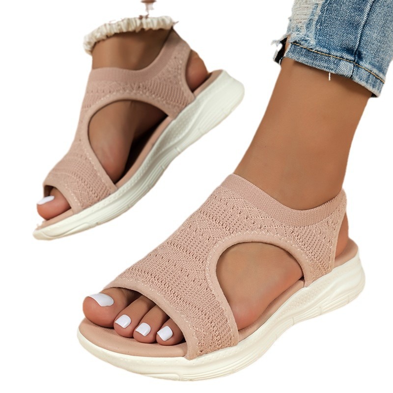 Open toe in stock 2024 autumn fish toe casual sleeve fashion sandals low heel women's shoes origin supply plus size sports