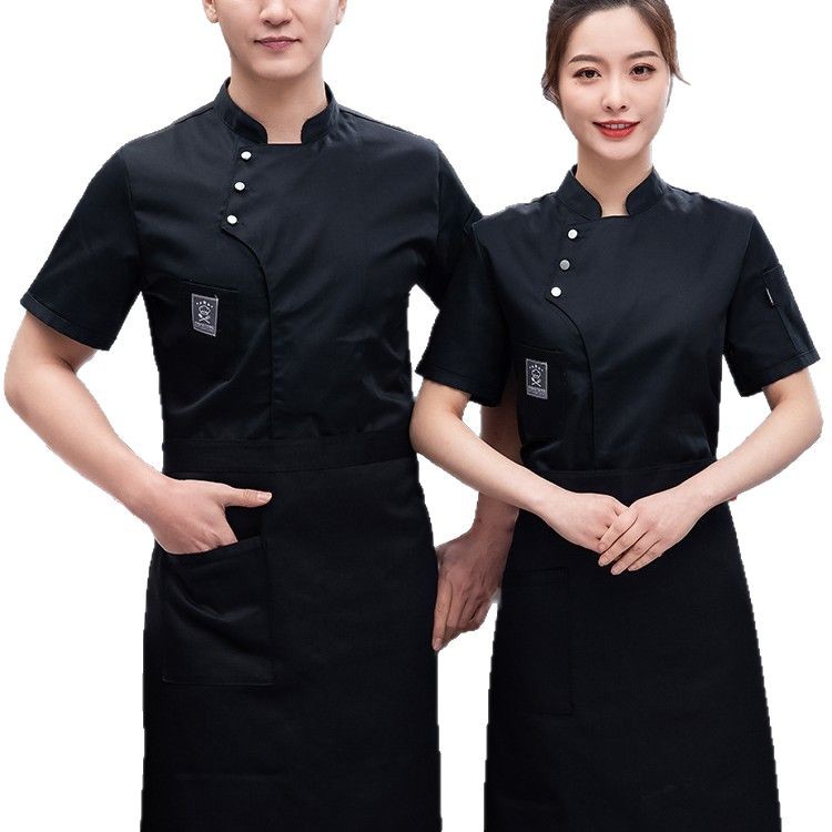 Chef Work Clothes Short Sleeve Men's Summer Catering Cake Baking Restaurant Kitchen Restaurant Waterproof Work Clothes Long Sleeve Customized