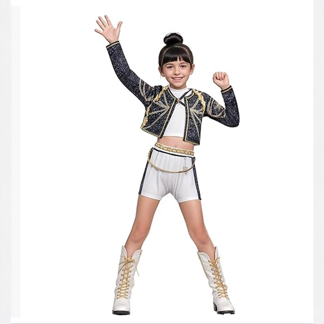 2025 Amazon New Girls' Witch Hunter Group Cosplay Costume Children's Outfit Trendy Singer 3D Printed Children's Clothing