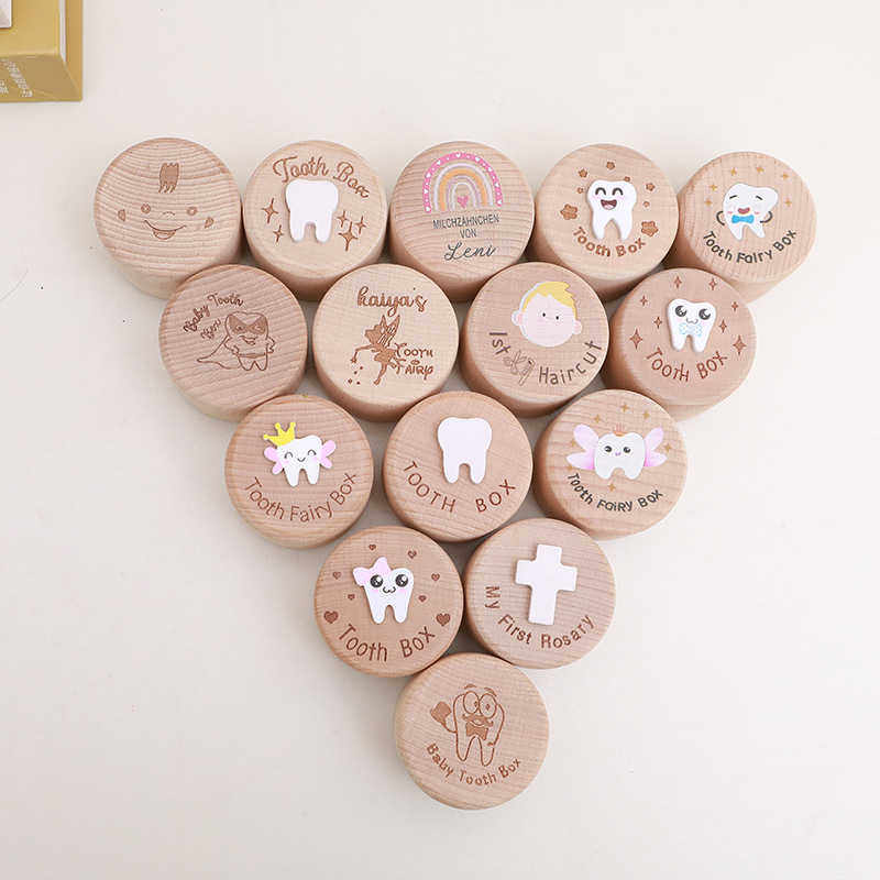 Креативная коробка для молочных зубов из массива дерева, коробка для хранения волос, памятная коллекционная коробка для роста пуповины