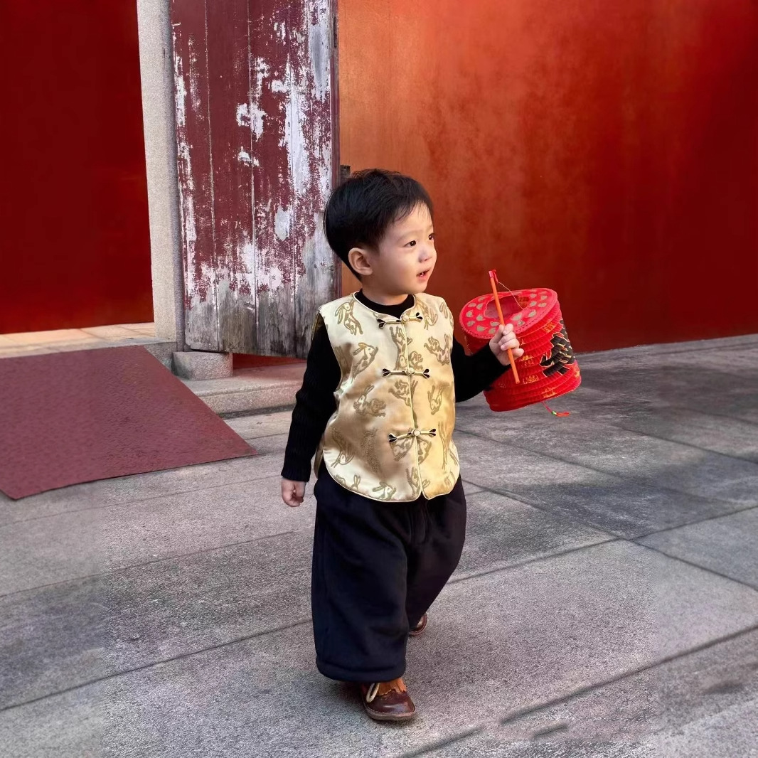 Новое китайское платье для детей, платье для мальчиков одного года, костюм Танг, жилет для девочек, осень и зима, китайский стиль