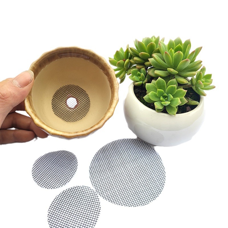 Flower Pot Gasket, Anti-Leakage Soil Gasket, Bottom Hole Pad, Ceramic Flower Pot, Breathable Insect-Proof Plastic Round Mesh Gasket