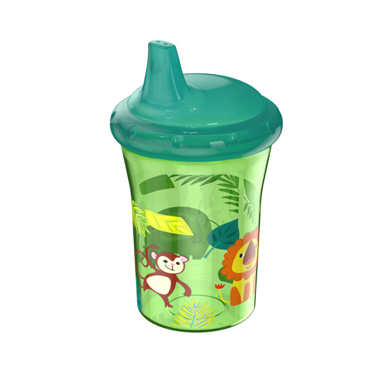 Wholesale Straight Cup 260ml Four-Color Animal Print Baby Learning Drinking Cup Baby Duckbill Cup Foreign Trade Kidsren's Water Cup