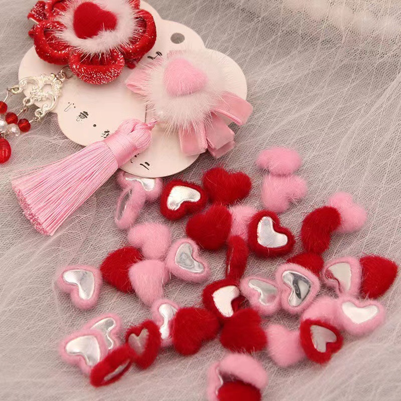 Winter New 1.6 * 1.8cm horse hair Love flat buckle diy antique petal flower heart hair accessories material accessories