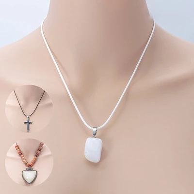 Amazon cross-border hot sale wax thread leather rope necklace black color necklace single rope jewelry pendant accessories