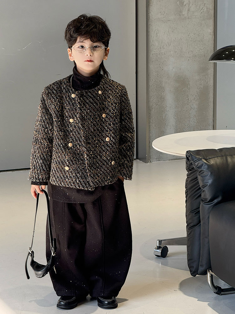 Suit Set 2025 Autumn and Winter New Style Chanel-Inspired Fleece-Lined Suit Children's Blazer Trendy One-Piece Wholesale Trendy