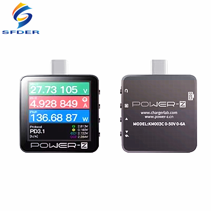 POWERZ PD USB тестер напряжения Портативный метр Быстрая зарядка детектор мощности KM003C