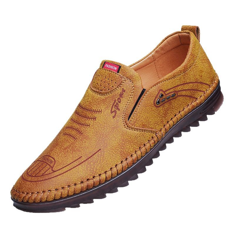 Summer New Men's Non-Slip Loafers with Soft Rubber Soles, Casual Leather Shoes, Slip-On Trendy Versatile Moccasins
