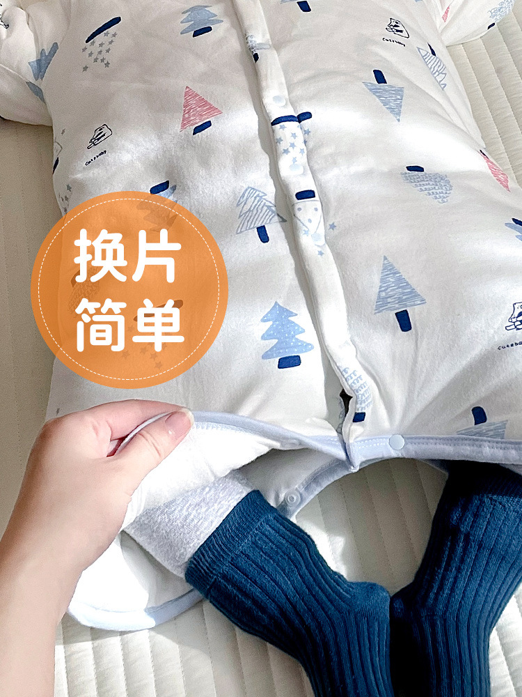 Baby Warm Pajamas Winter Super Thick Cotton Clothes Nightgown Baby Body Clothes Long Sleeve Home Clothes Winter Sleeping Bag Thick