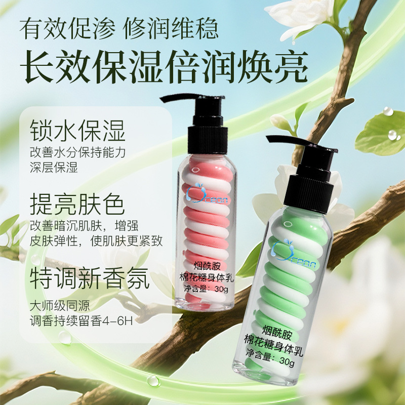 Marshmallow Body Lotion Processing and Customization Cross-Border Popular Niacinamide Moisturizing Body Lotion Brightening Moisturizer Oem