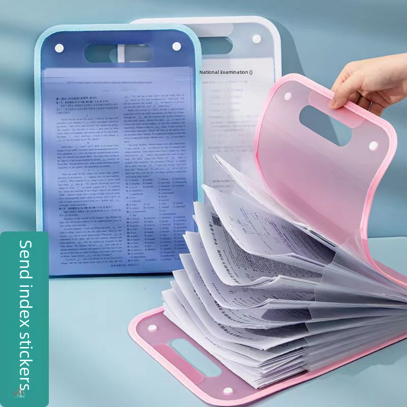 A4 Large Capacity Test Paper Bag Vertical Portable Organ Bag Document Storage Bag Student Multi-Layer Storage Artifact Data Book