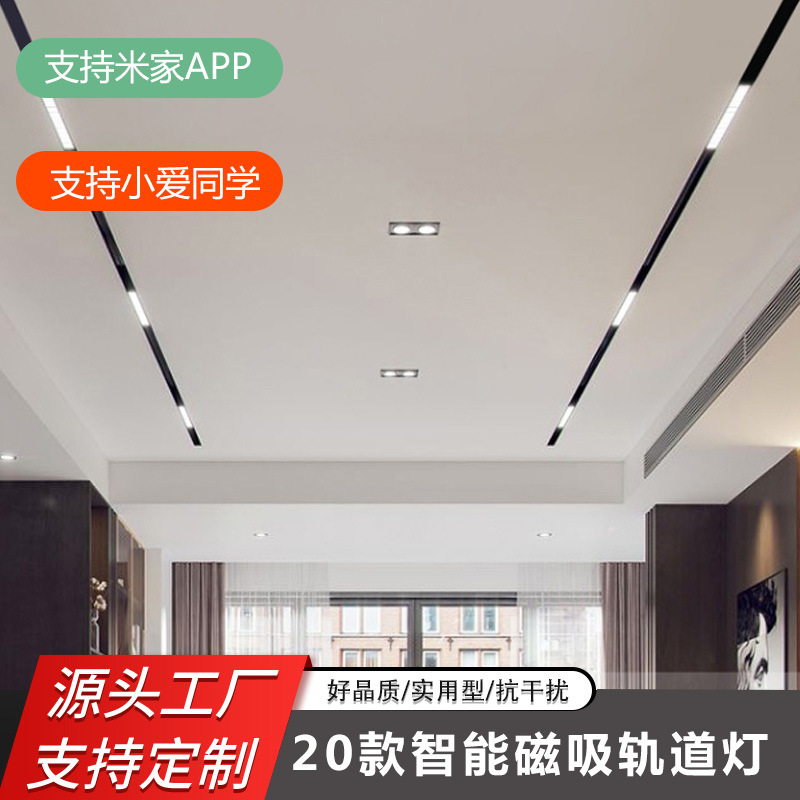 Magnetic attraction track lamp embedded main lamp living room lighting embedded lamp slot floodlight open-mounted intelligent concealed guide rail
