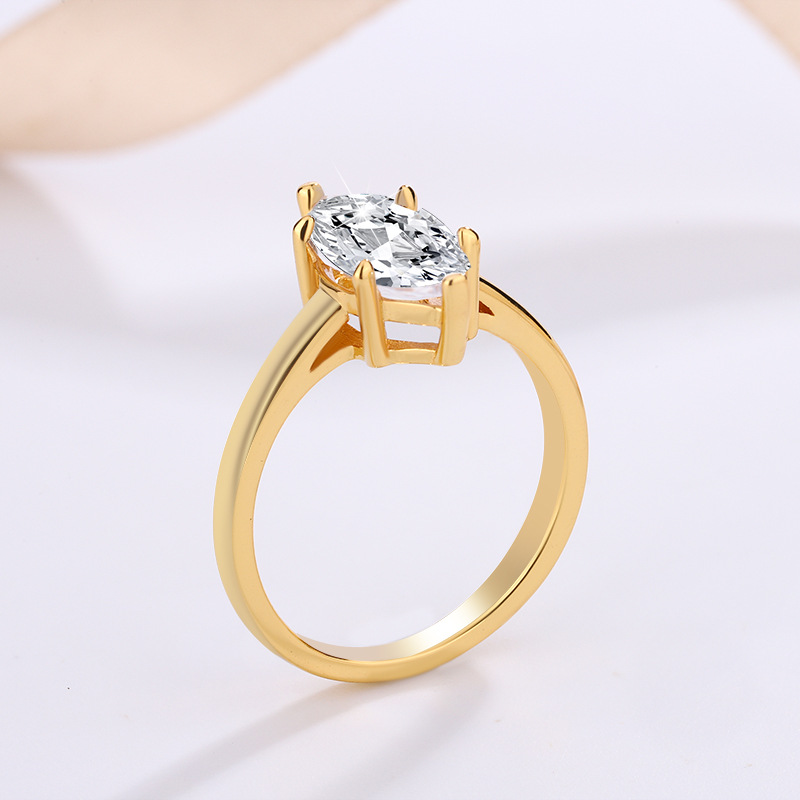Cross-border foreign trade new s925 sterling silver moissanite ring horse eye mosan simple sei women's ring in stock wholesale