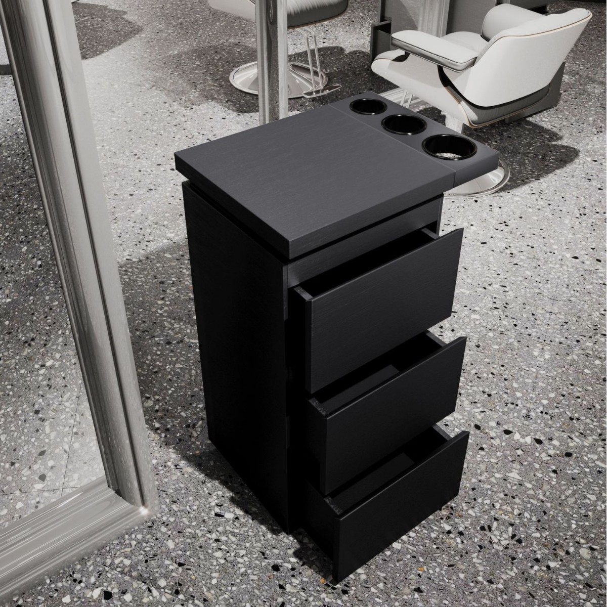 Barber Shop Tool Counter Hair Salon Special Stainless Steel Hairdressing Double-Sided Cabinet Storage Storage with Drawer Fan Rack