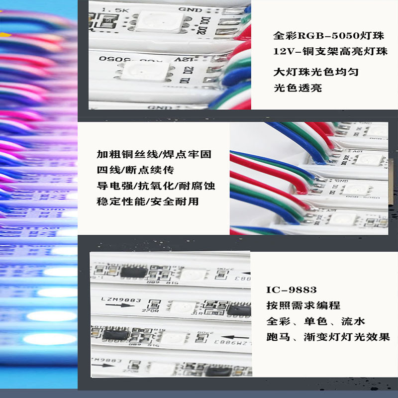 Factory Direct Sales Module Led Lamp Beads with Glue Filling, Waterproof Rgb Colorful Advertising Letters 12V Light Box Light Source Rgb Light Strip