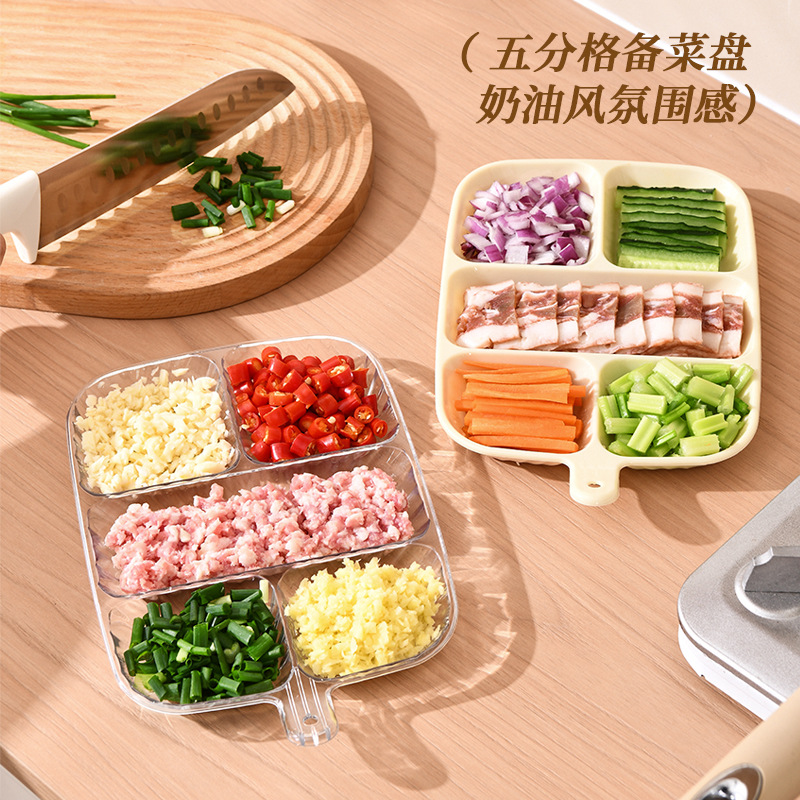 Dish Preparation Plate Hot Pot Flavor Dish Dipping Ingredients with Scallion, Ginger and Garlic Kitchen Dish Plate Fruit Snack Storage Plate Multi-function