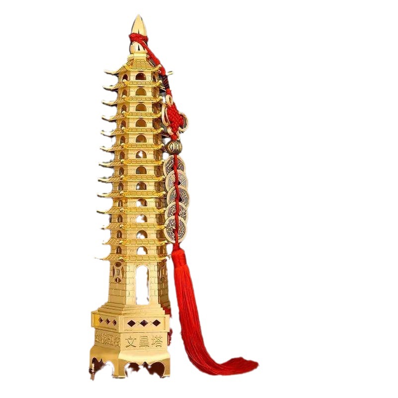 Wenchang Tower Alloy 13-storey/9-storey Tun Copper 13-storey Study Living Room Desktop Office Craft Decoration